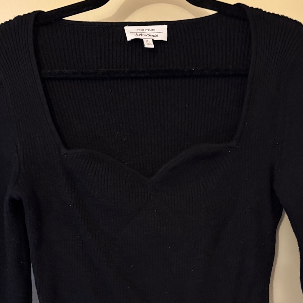 & Other Stories Black V-Neck Sweater